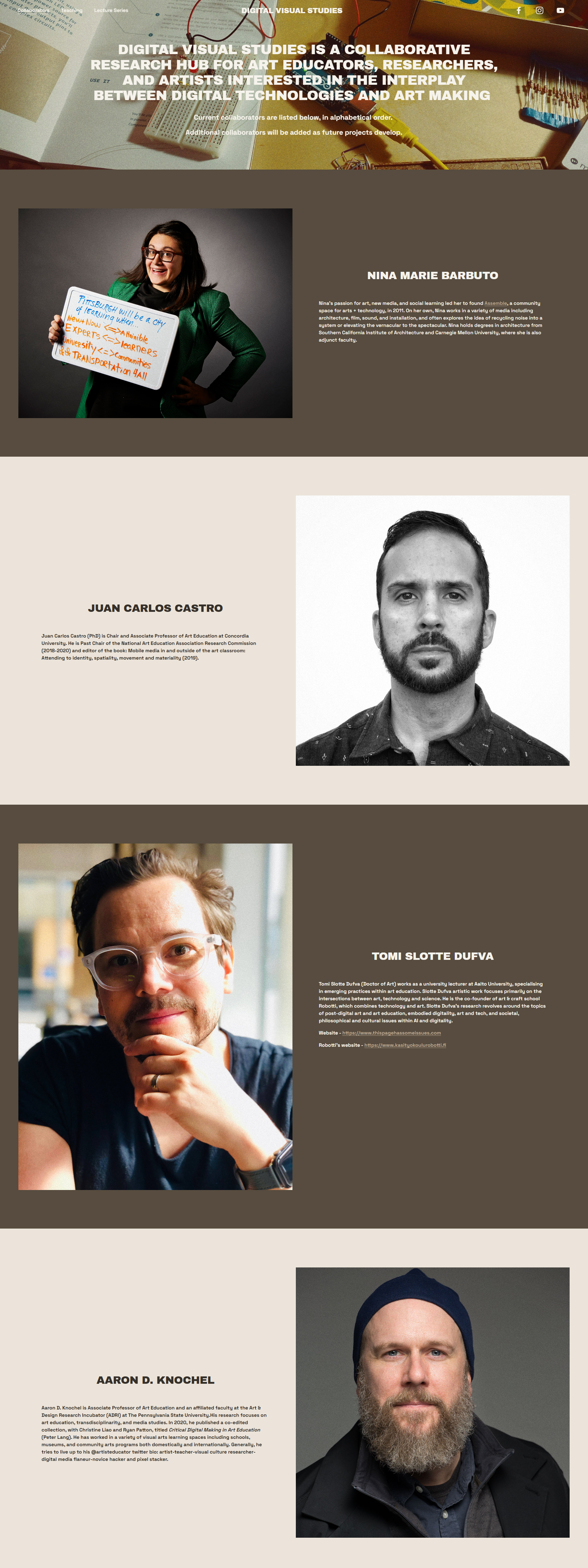 Collaborators Page Top Section